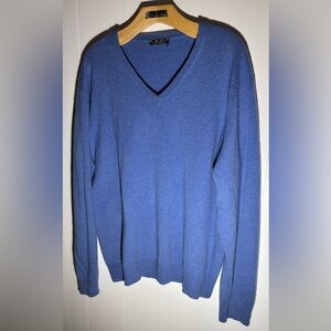 Banana Republic Estate Cashmere Sweater Blue V-Neck XL Luxury 100% Cashmer